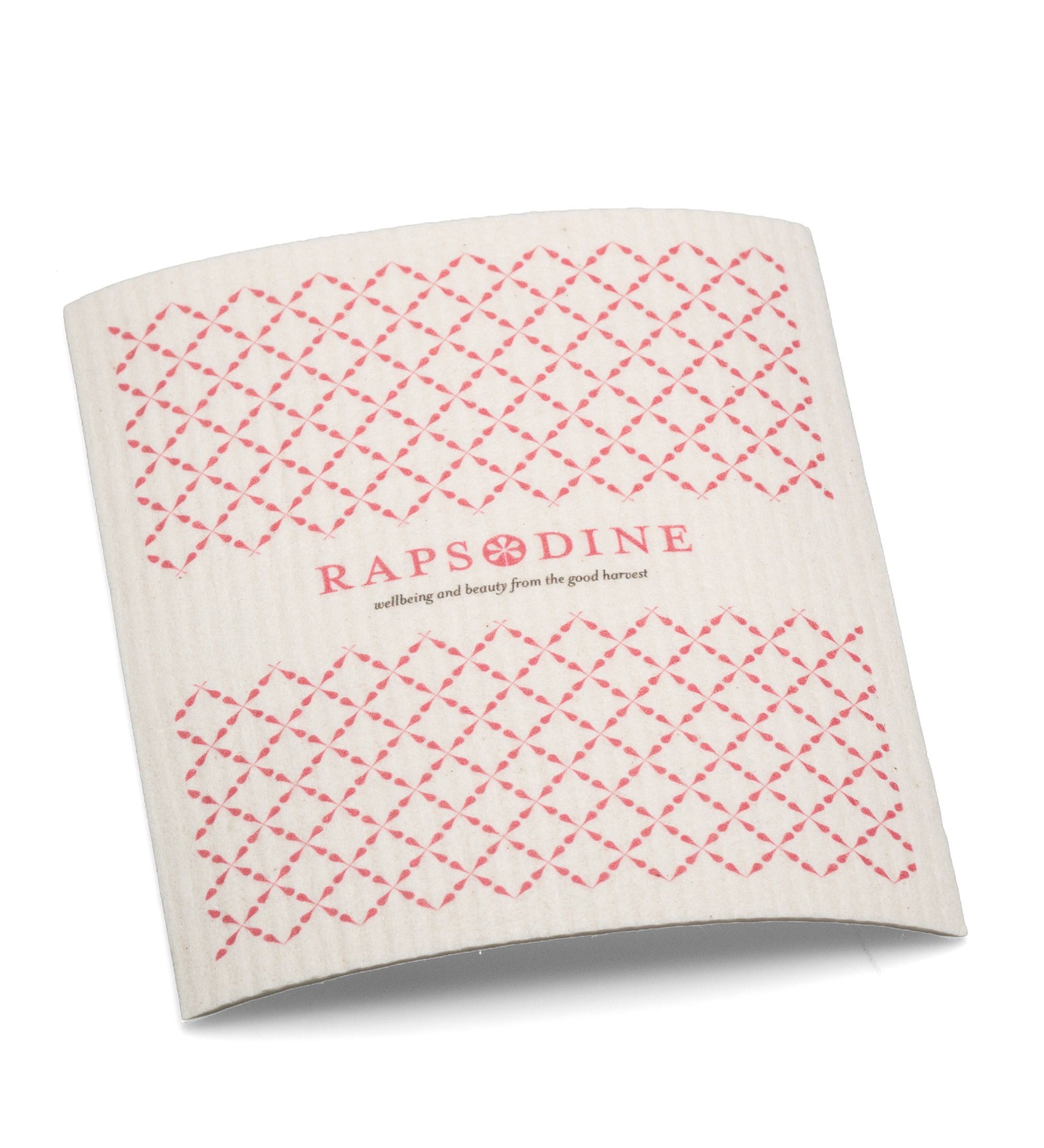 Disktrasa från Rapsodine med rosa mönster och klassisk logotyp i naturlig design