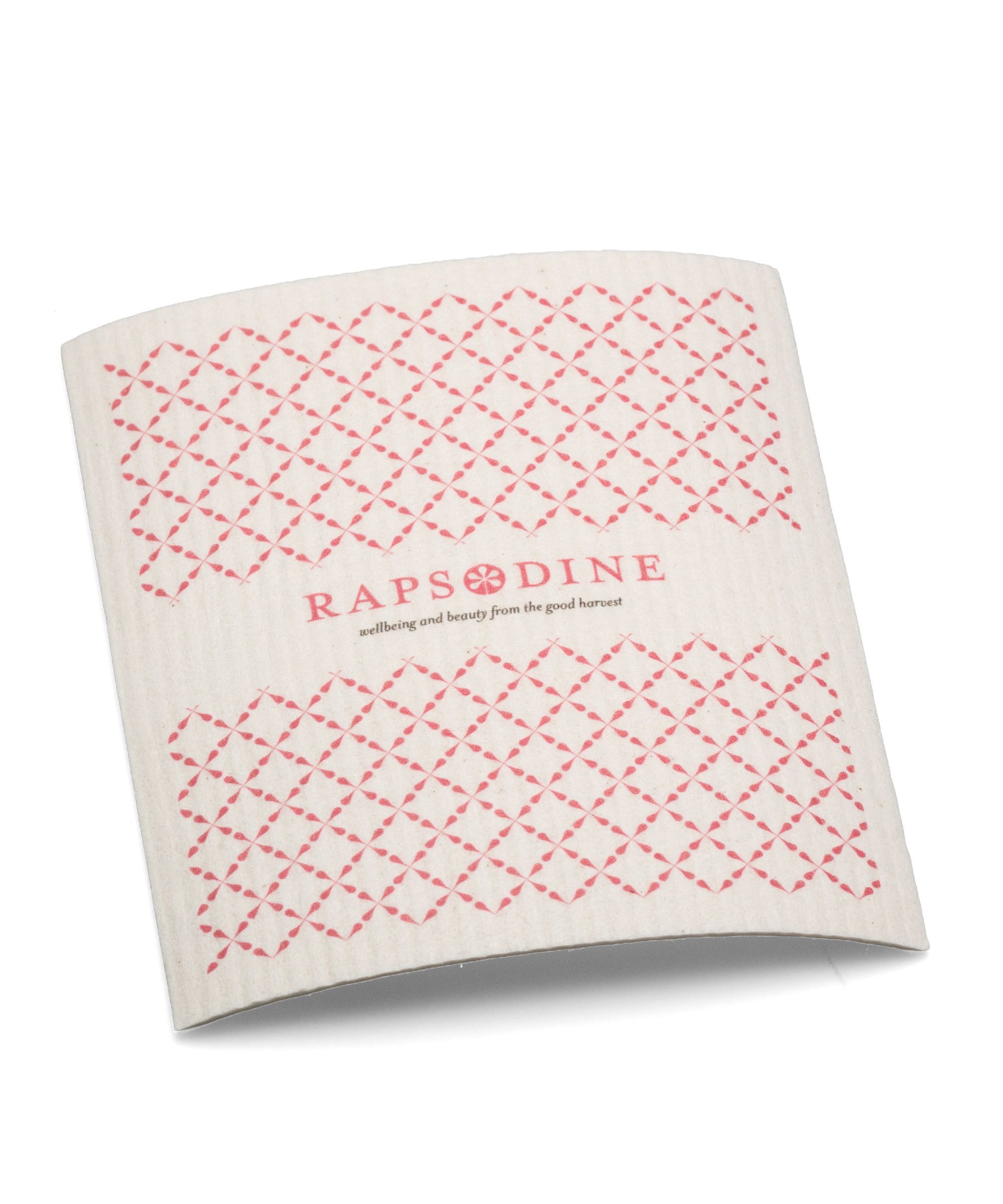 Disktrasa från Rapsodine med rosa mönster och klassisk logotyp i naturlig design