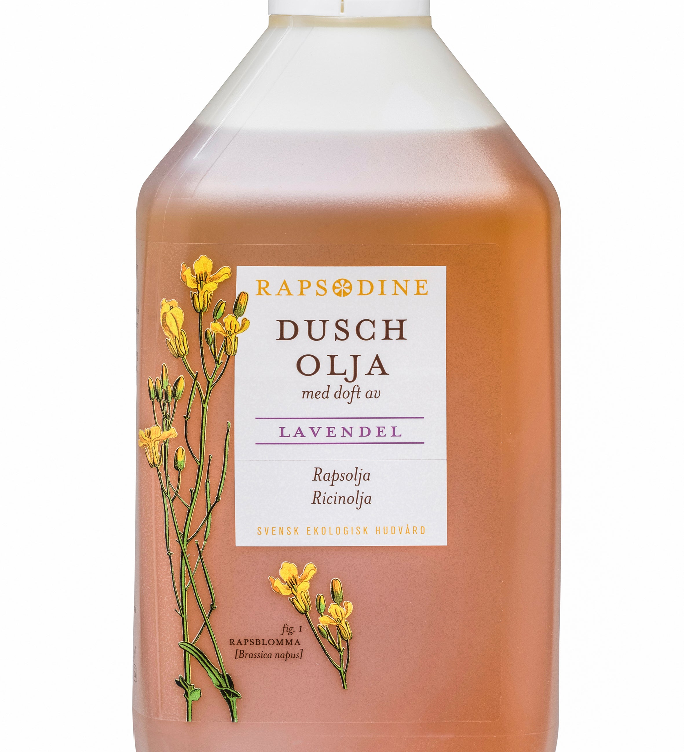 Svensk, ekologisk och vegansk duscholja, 2,5 liter refill från Rapsodine