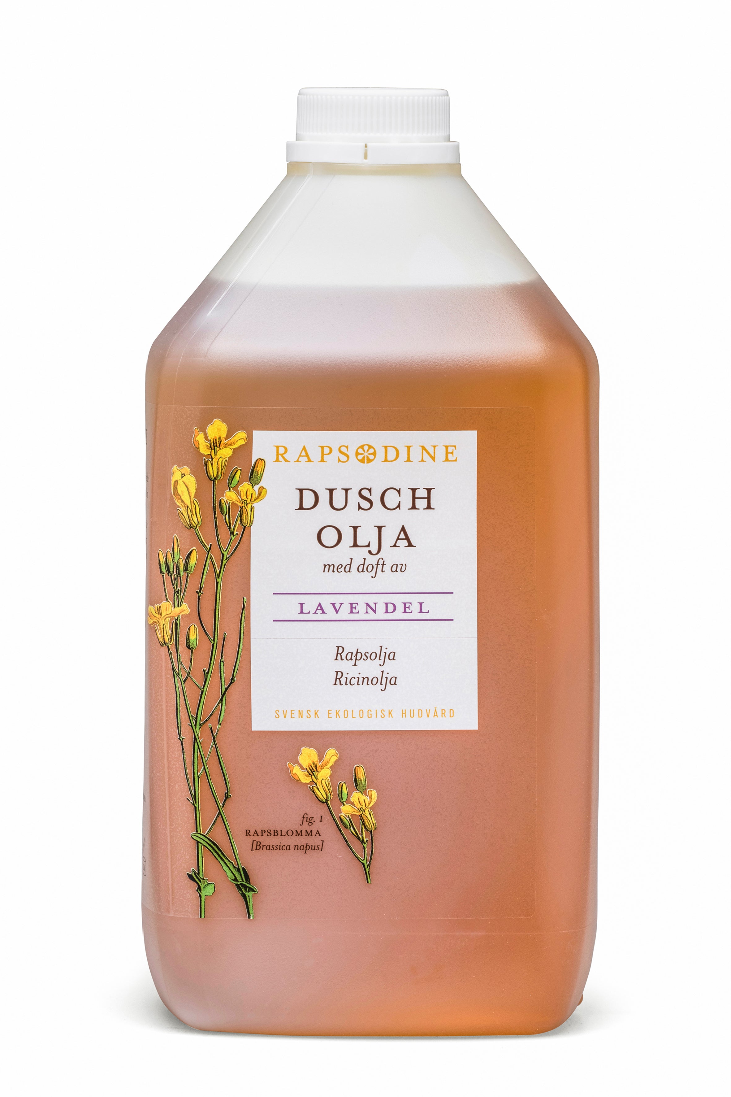 Svensk, ekologisk och vegansk duscholja, 2,5 liter refill från Rapsodine