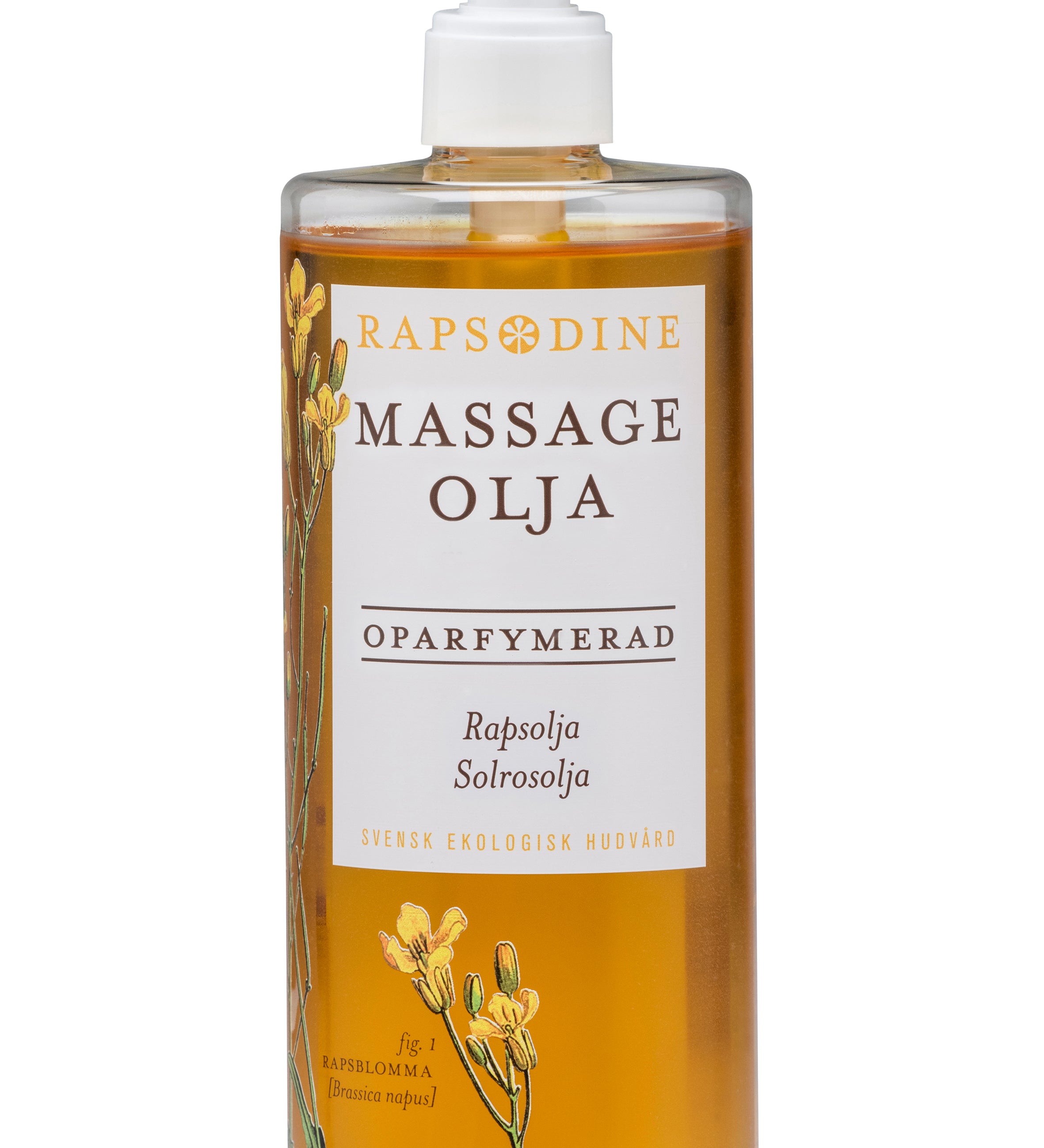 Svensk, ekologisk och vegansk massageolja, oparfymerad, 500 ml från Rapsodine
