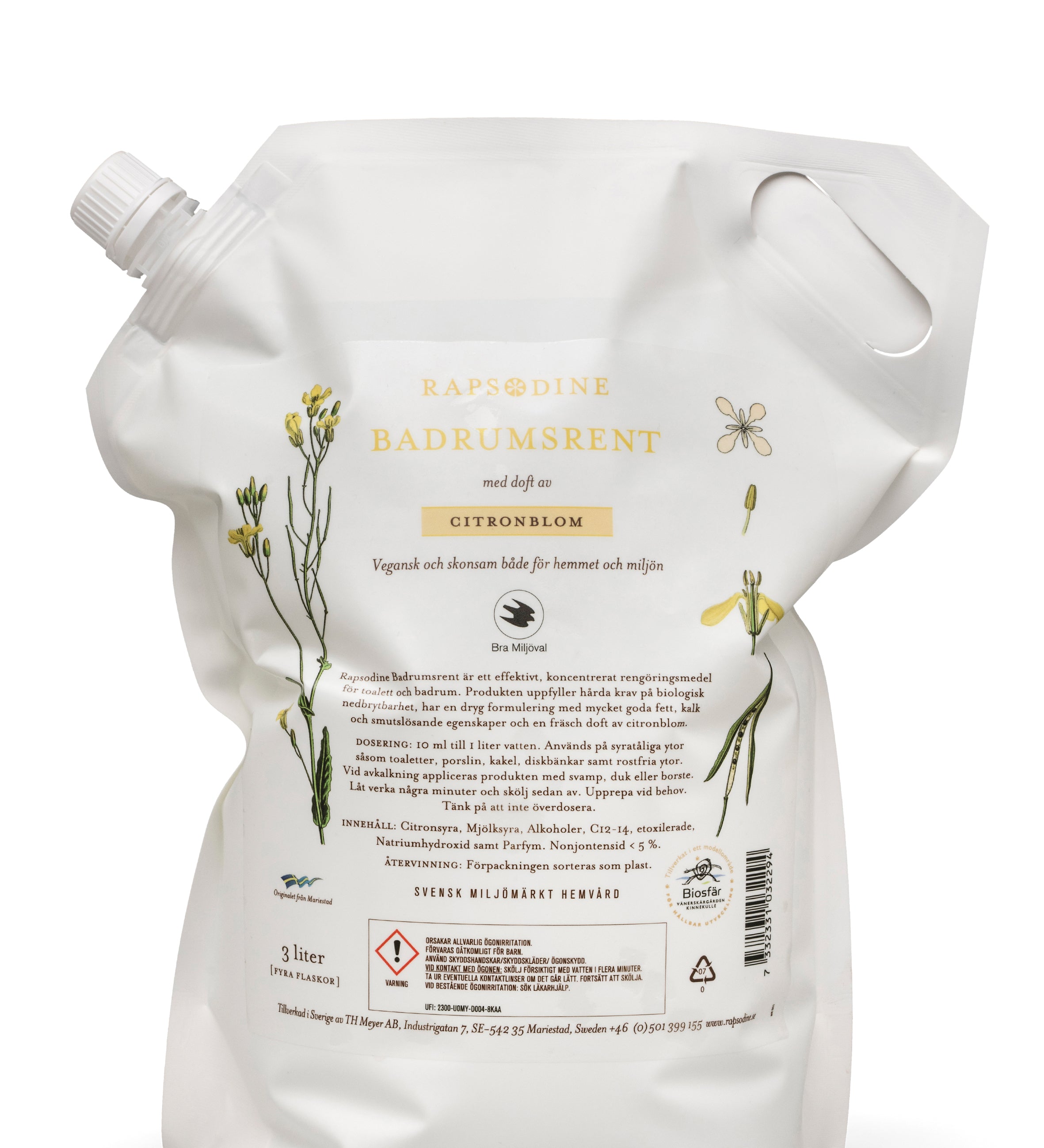 Rapsodine Refill Badrumsrent, 3 liter