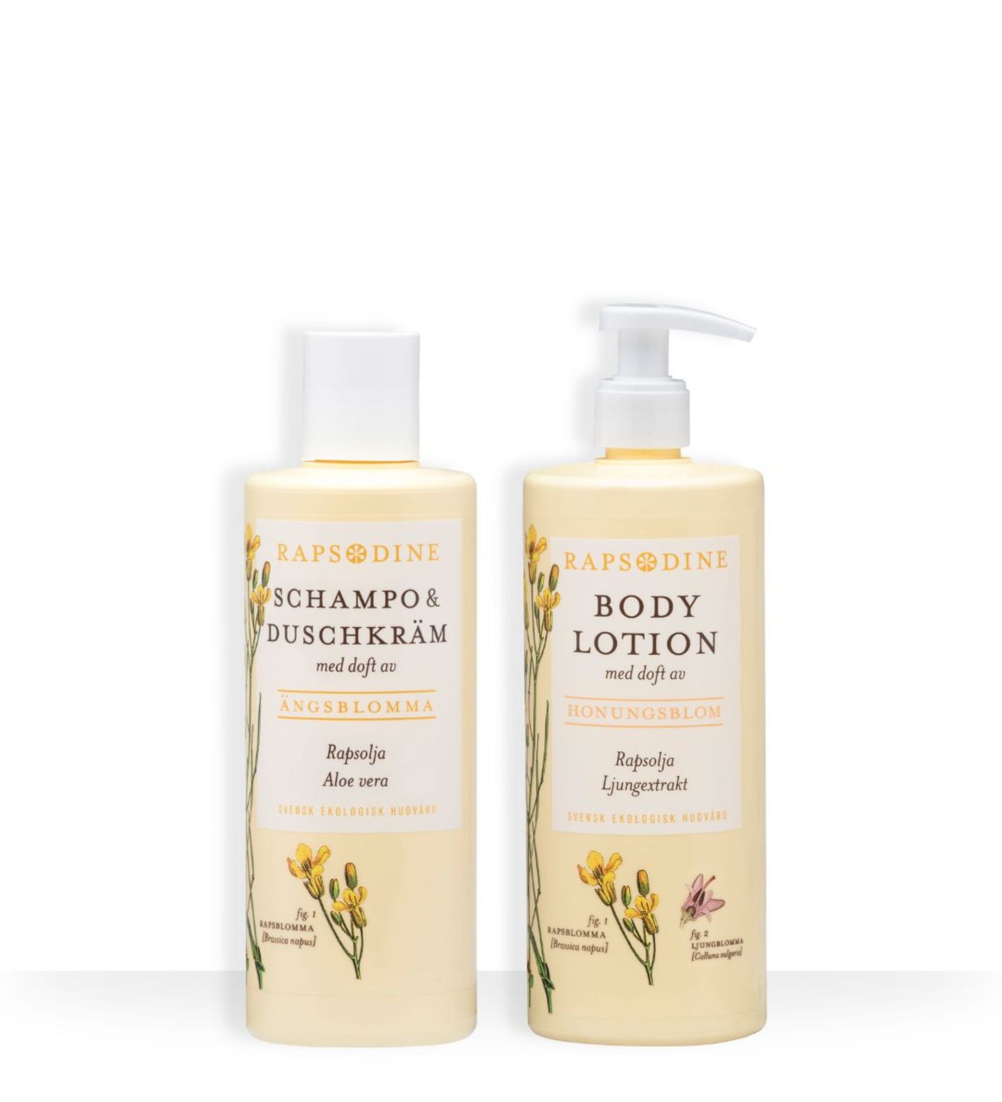 Rapsodines vardagskit för dig med naturlig schampo- och duschkräm samt body lotion med doft av ängsblomma och honungsblom