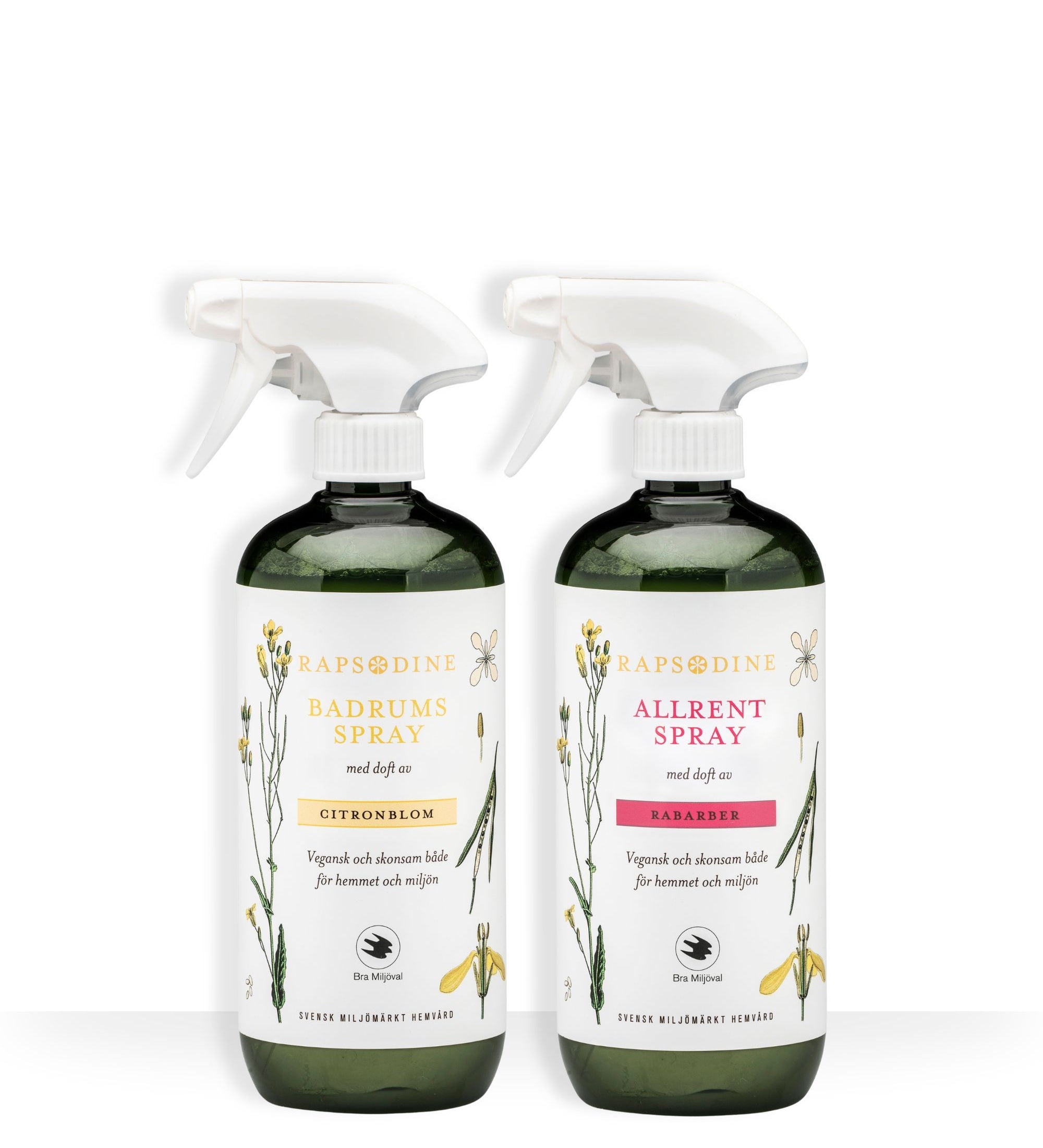 Rapsodines vardagskit för hemmet med badrumsspray och allrengöringsspray i naturlig design