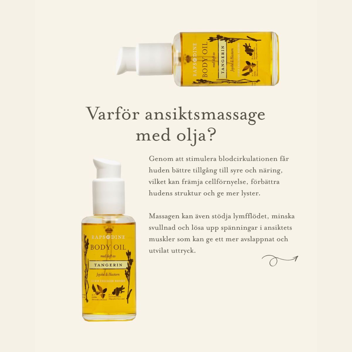 Guide om ansiktsmassage med olja från Rapsodine, fördelar för hudens lyster, cirkulation och avslappning